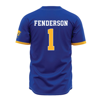 Pittsburgh - NCAA Baseball : Trey Fenderson - Blue Jersey-1