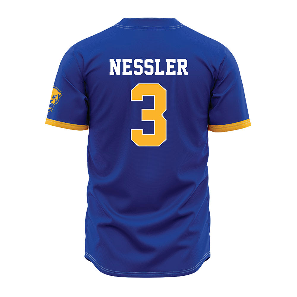 Pittsburgh - NCAA Baseball : AJ Nessler - Blue Jersey-1