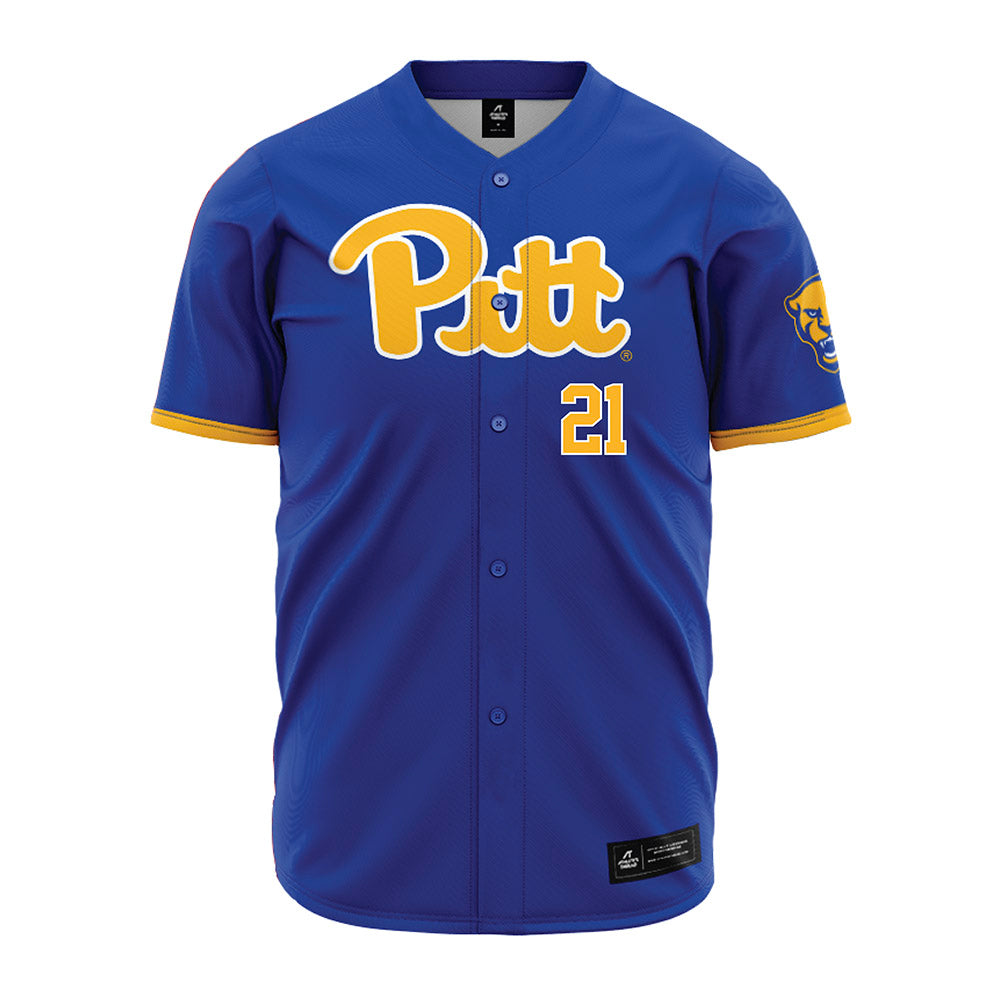Pittsburgh - NCAA Baseball : Eddie Smink - Blue Jersey-0