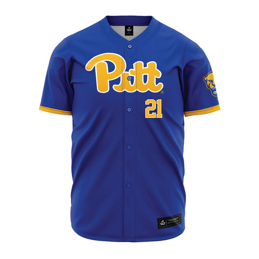 Pittsburgh - NCAA Baseball : Eddie Smink - Blue Jersey-0