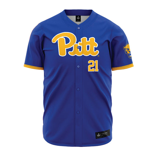 Pittsburgh - NCAA Baseball : Eddie Smink - Blue Jersey-0