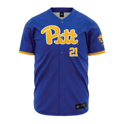 Pittsburgh - NCAA Baseball : Eddie Smink - Blue Jersey-0