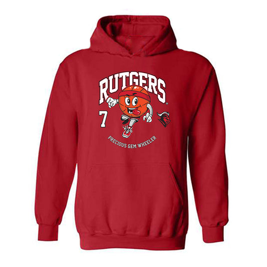 Rutgers - NCAA Women's Basketball : Precious Gem Wheeler - Fashion Shersey Hooded Sweatshirt-0