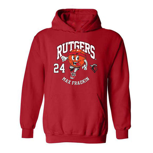 Rutgers - NCAA Men's Basketball : Max Fradkin - Fashion Shersey Hooded Sweatshirt-0