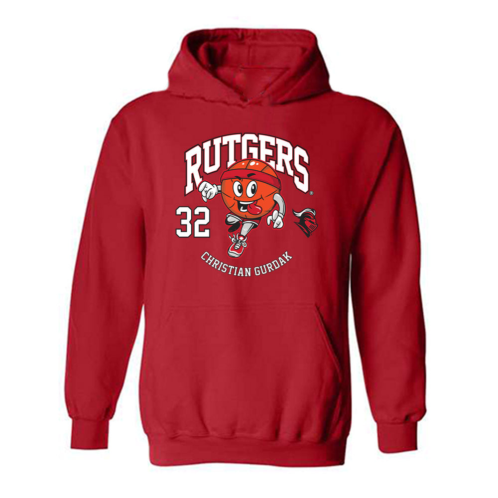 Rutgers - NCAA Men's Basketball : Christian Gurdak - Fashion Shersey Hooded Sweatshirt-0