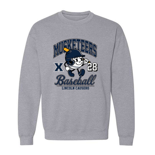 Xavier - NCAA Baseball : Lincoln Causero - Fashion Shersey Crewneck Sweatshirt-0