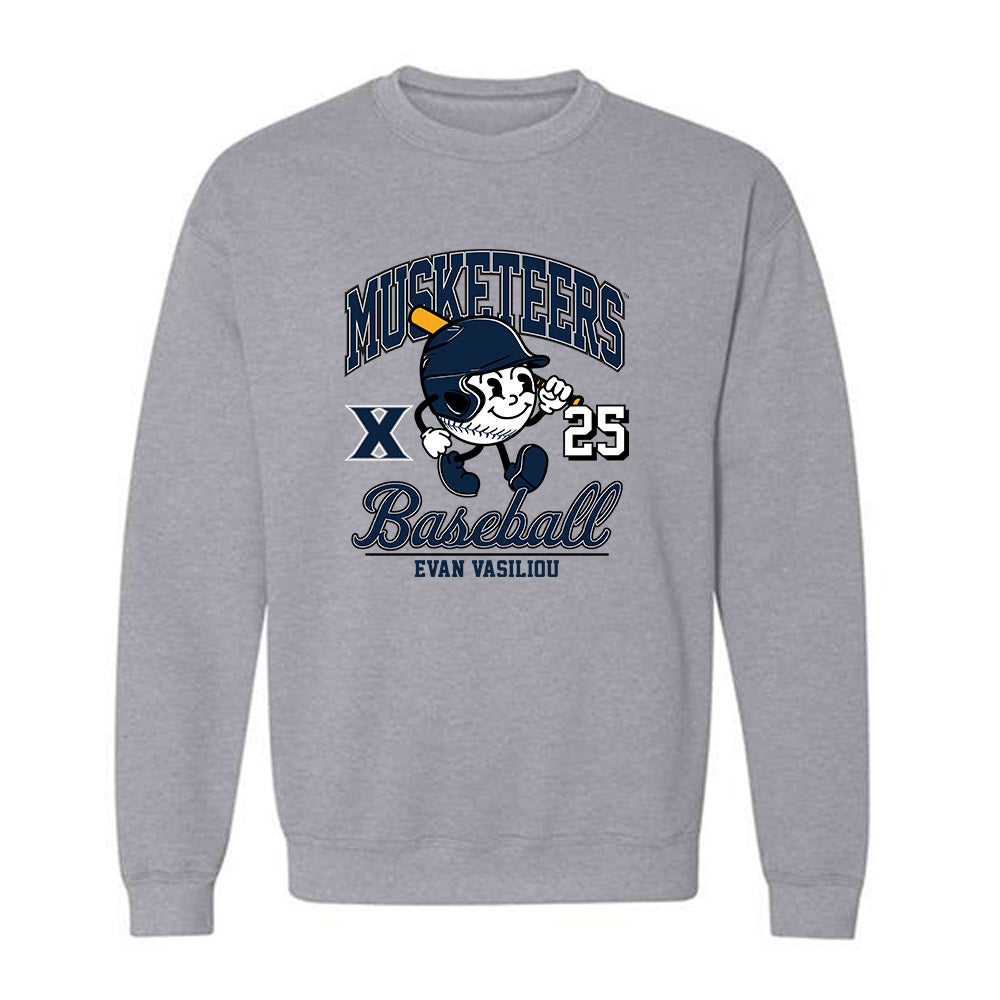 Xavier - NCAA Baseball : Evan Vasiliou - Fashion Shersey Crewneck Sweatshirt-0