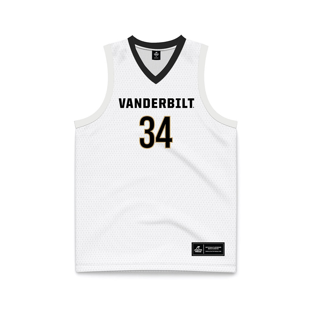 Vanderbilt - NCAA Men's Basketball : Jayden Leverett - White Basketball Jersey-0