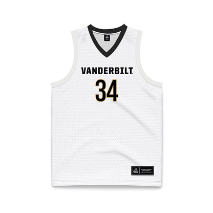 Vanderbilt - NCAA Men's Basketball : Jayden Leverett - White Basketball Jersey-0