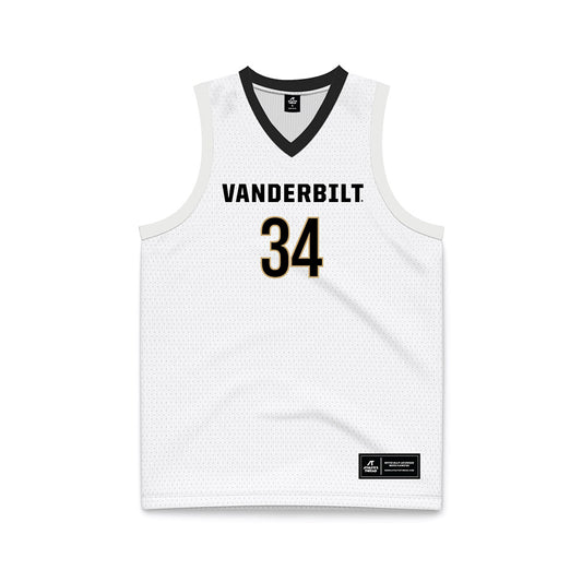 Vanderbilt - NCAA Men's Basketball : Jayden Leverett - White Basketball Jersey-0