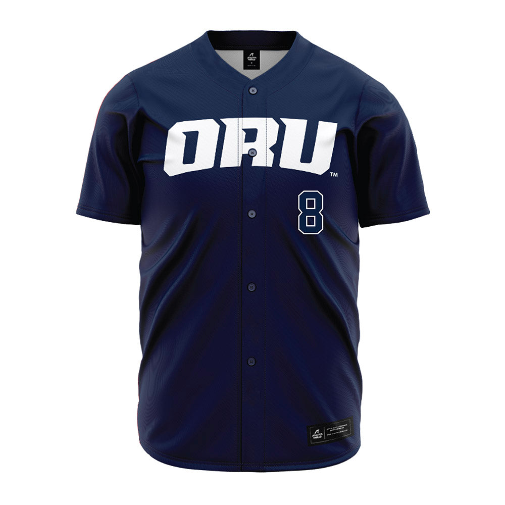 Oral Roberts - NCAA Baseball : Will Edmunson - Navy Jersey-0