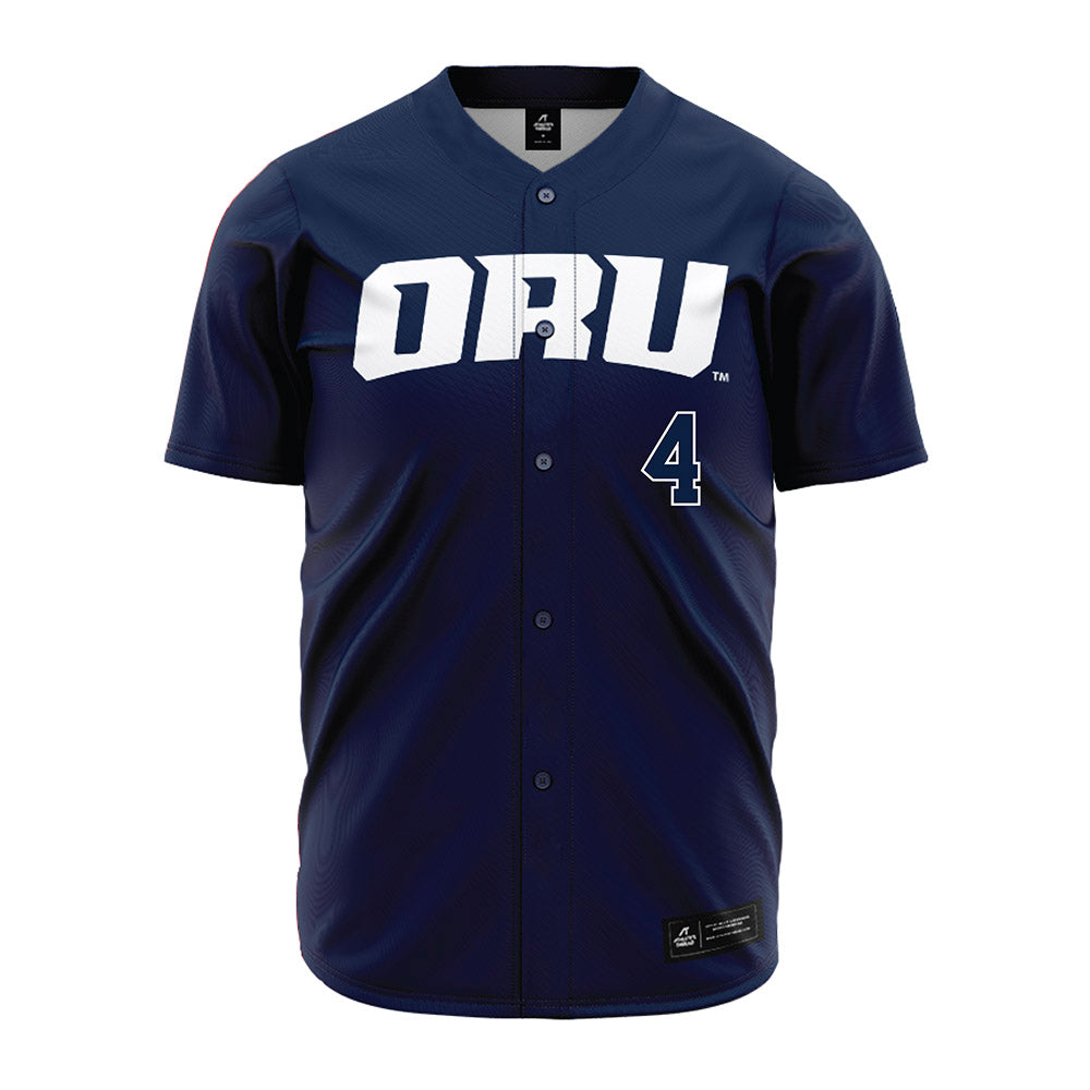 Oral Roberts - NCAA Baseball : Tanner McMurray - Navy Jersey-0