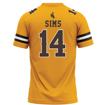 Wyoming - NCAA Football : Landon Sims - Gold Football Jersey-1