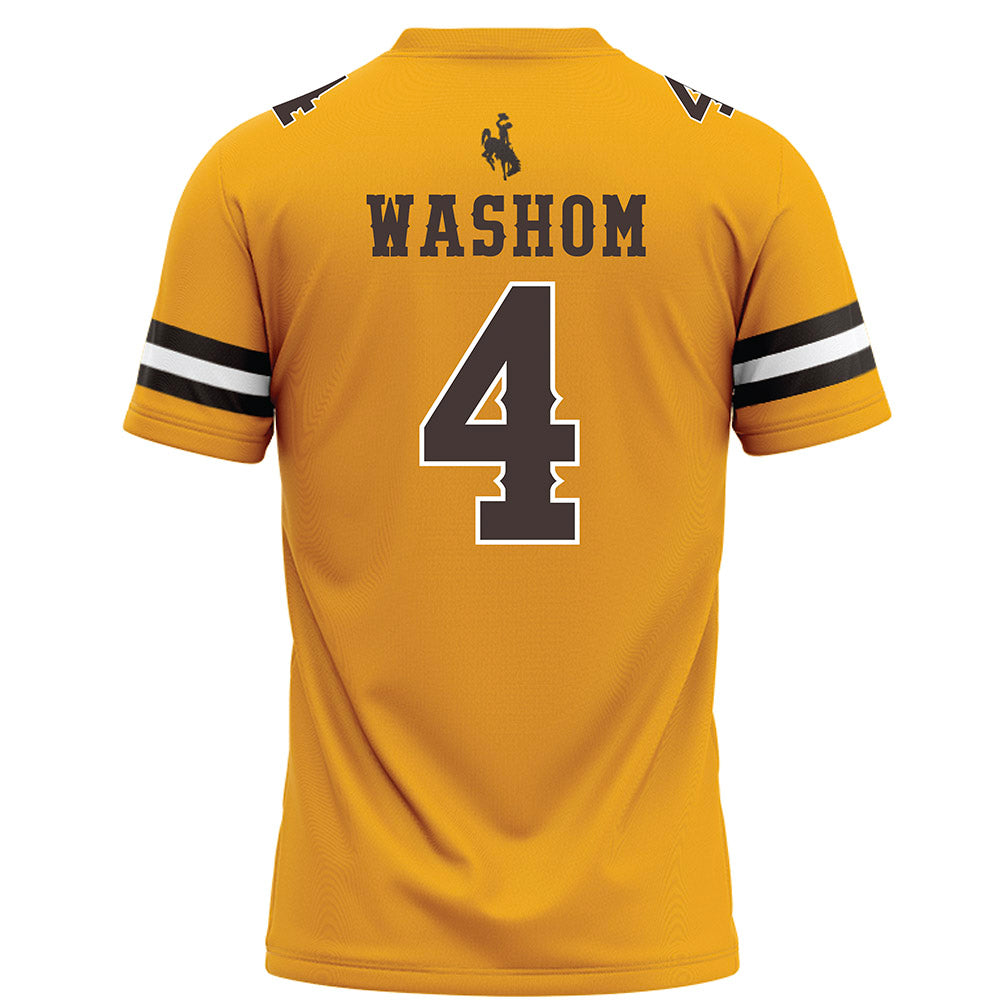 Wyoming - NCAA Football : Ke'Lyn Washom - Gold Football Jersey-1