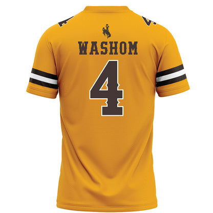 Wyoming - NCAA Football : Ke'Lyn Washom - Gold Football Jersey-1