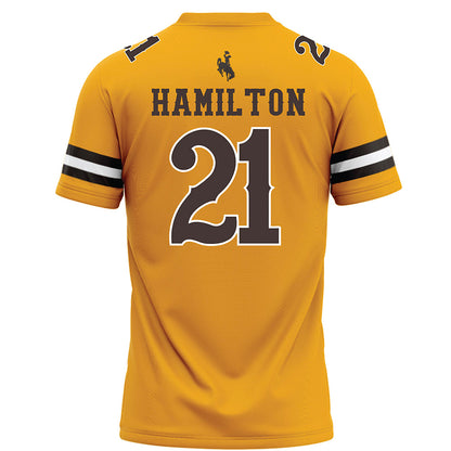 Wyoming - NCAA Football : Nico Hamilton - Gold Football Jersey-1