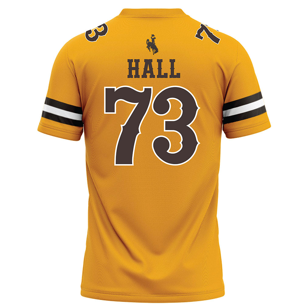 Wyoming - NCAA Football : Caleb Hall - Gold Football Jersey-1