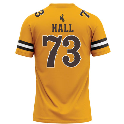 Wyoming - NCAA Football : Caleb Hall - Gold Football Jersey-1
