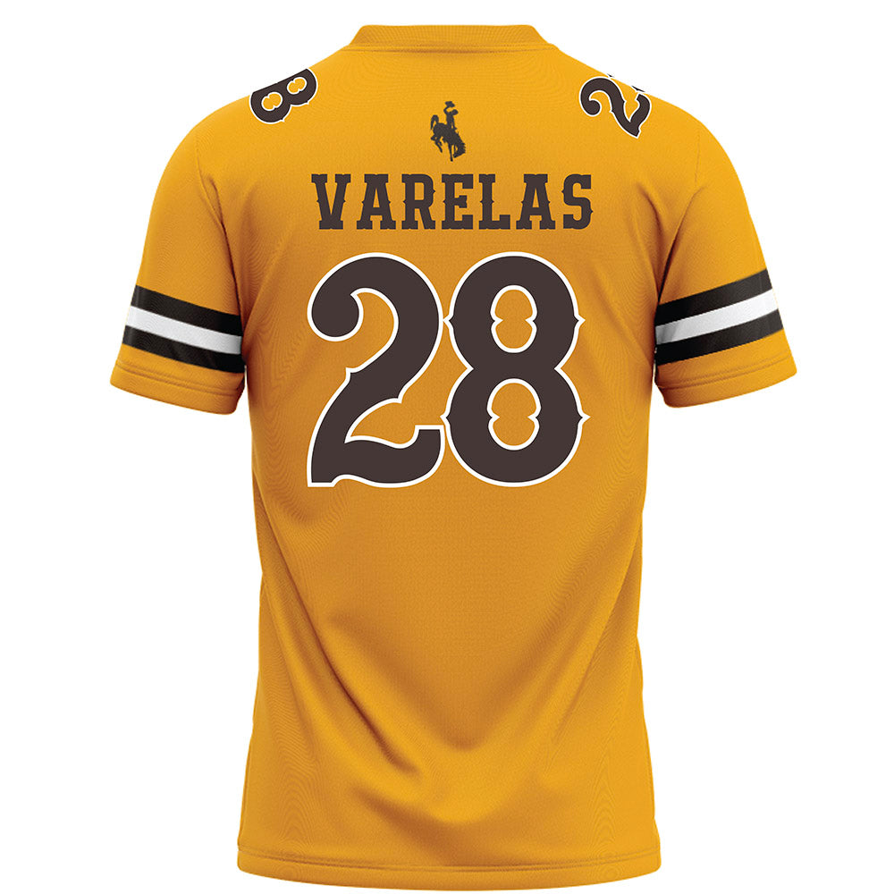 Wyoming - NCAA Football : Nikos Varelas - Gold Football Jersey-1