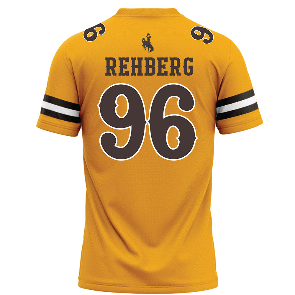 Wyoming - NCAA Football : Henry Rehberg - Gold Football Jersey-1