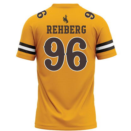 Wyoming - NCAA Football : Henry Rehberg - Gold Football Jersey-1