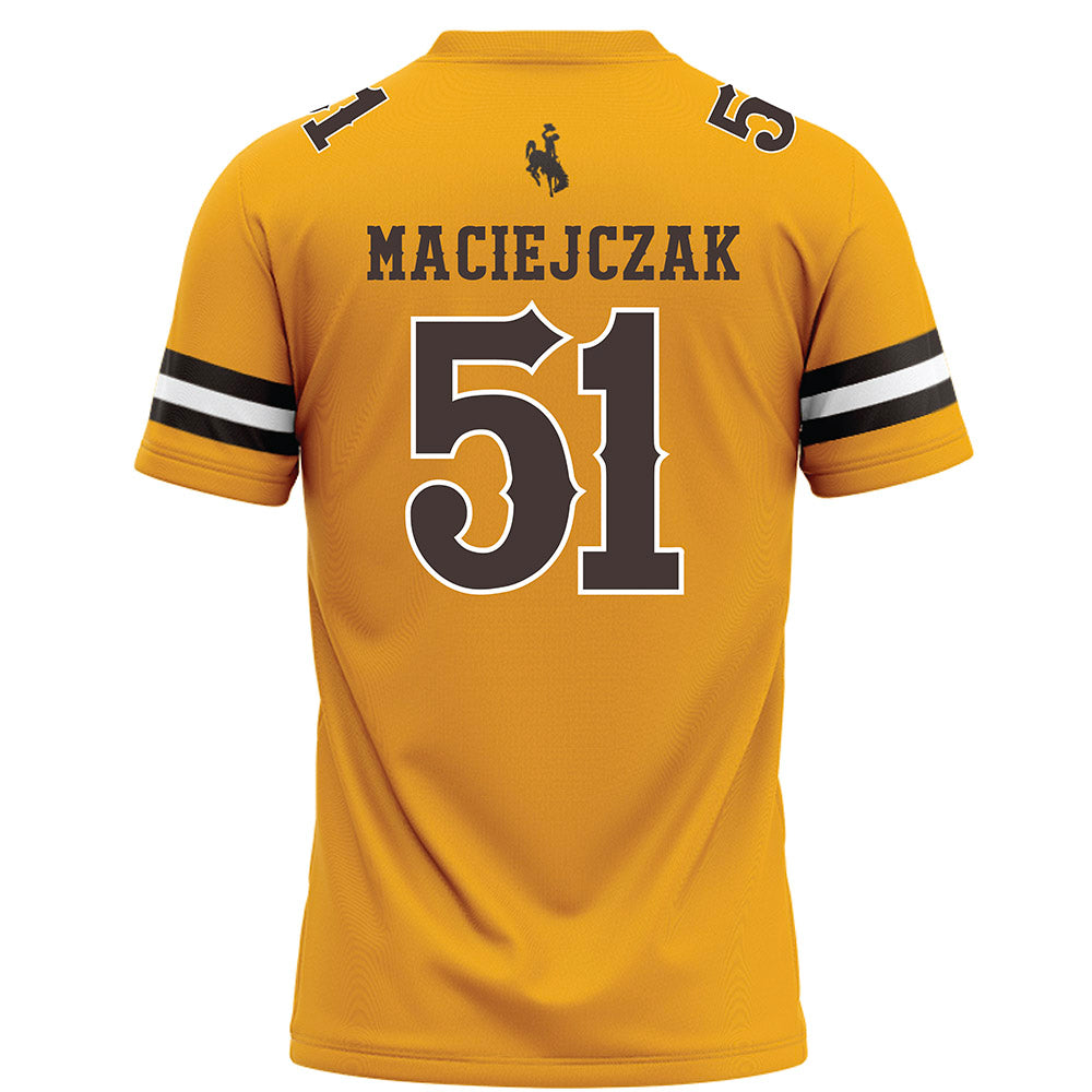 Wyoming - NCAA Football : Jason Maciejczak - Gold Football Jersey-1