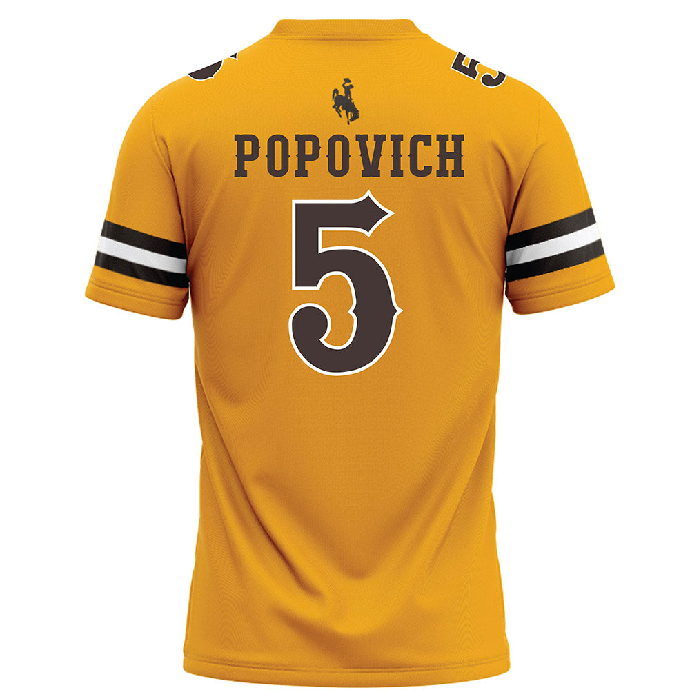 Wyoming - NCAA Football : Justin Popovich - Gold Football Jersey-1
