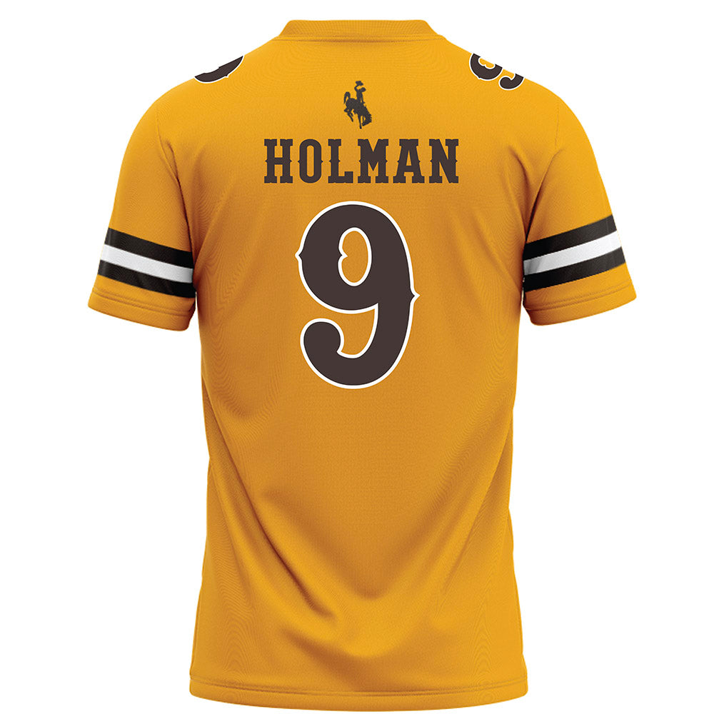 Wyoming - NCAA Football : Jackson Holman - Gold Football Jersey-1