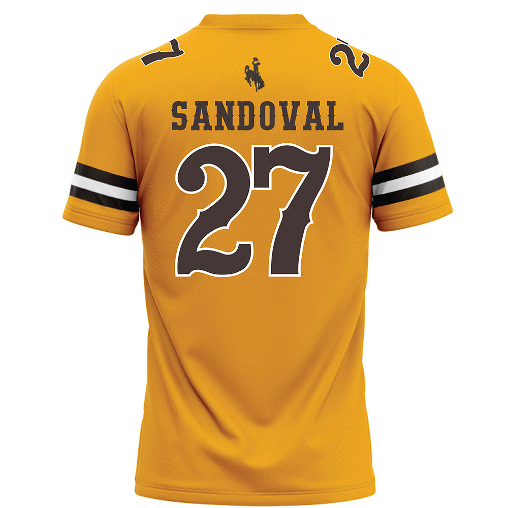 Wyoming - NCAA Football : Joaquin Sandoval - Gold Football Jersey