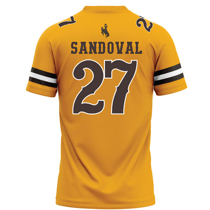Wyoming - NCAA Football : Joaquin Sandoval - Gold Football Jersey