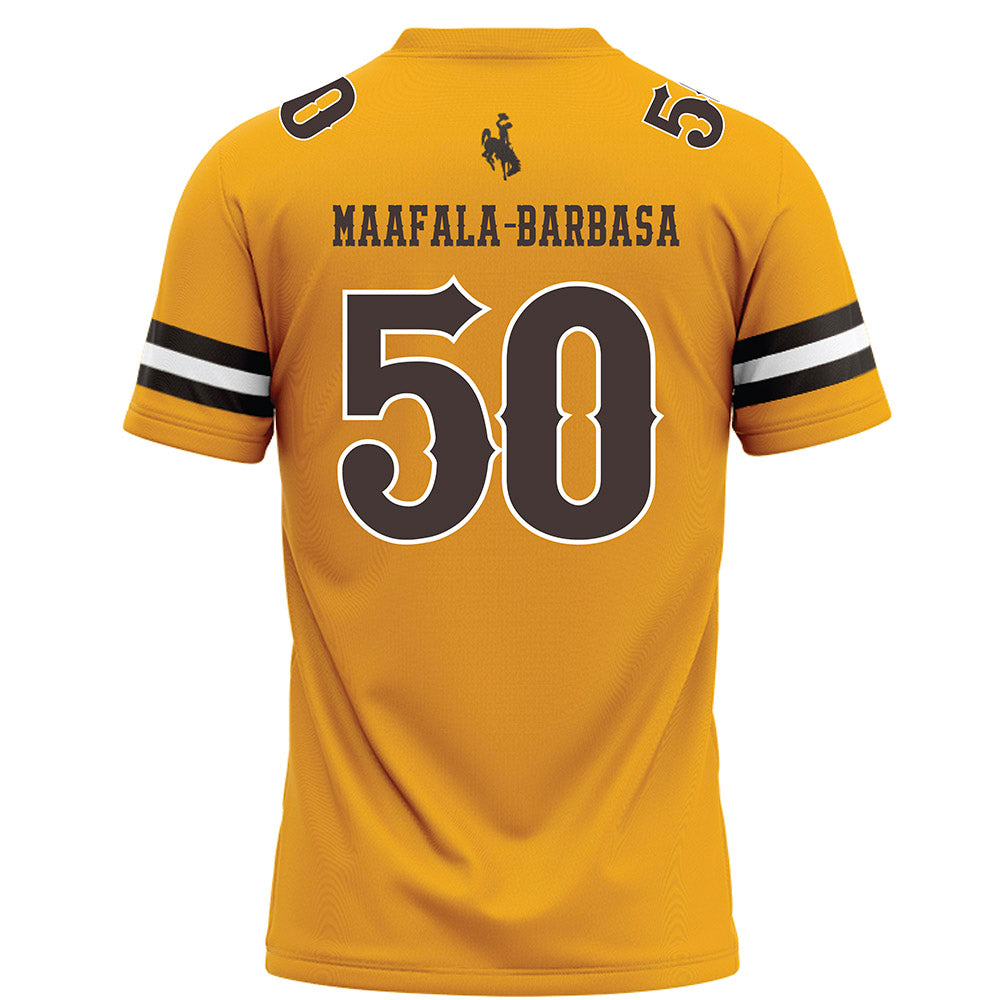 Wyoming - NCAA Football : Tanielu Maafala-Barbasa - Gold Football Jersey-1