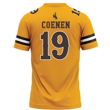 Wyoming - NCAA Football : Charlie Coenen - Gold Football Jersey-1