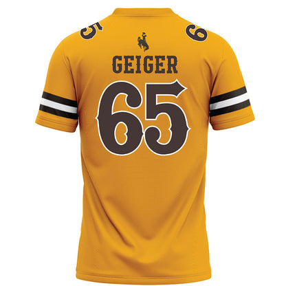 Wyoming - NCAA Football : Nathan Geiger - Gold Football Jersey