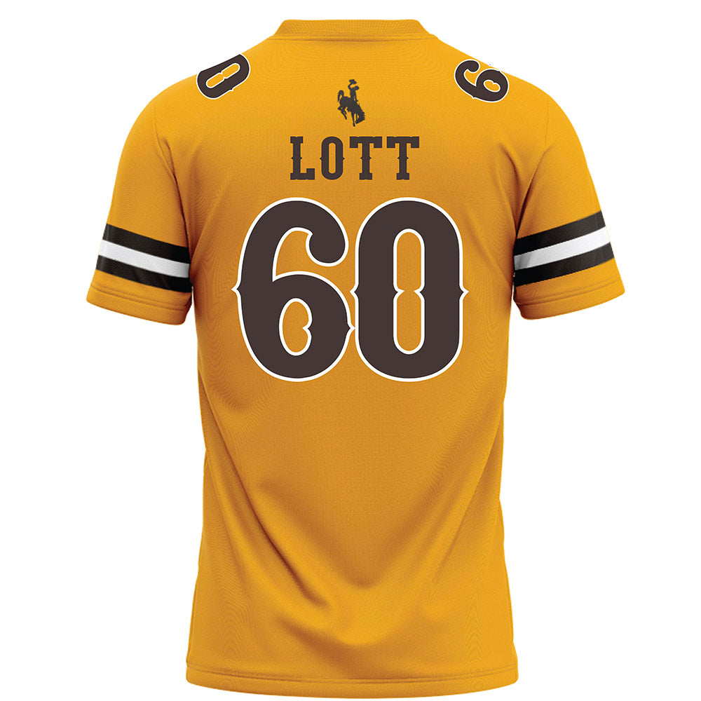 Wyoming - NCAA Football : Grant Lott - Gold Football Jersey-1