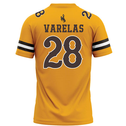 Wyoming - NCAA Football : Nikos Varelas - Gold Football Jersey-1