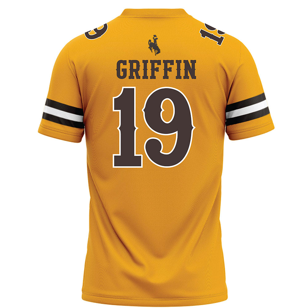 Wyoming - NCAA Football : Kendall Griffin - Gold Football Jersey-1