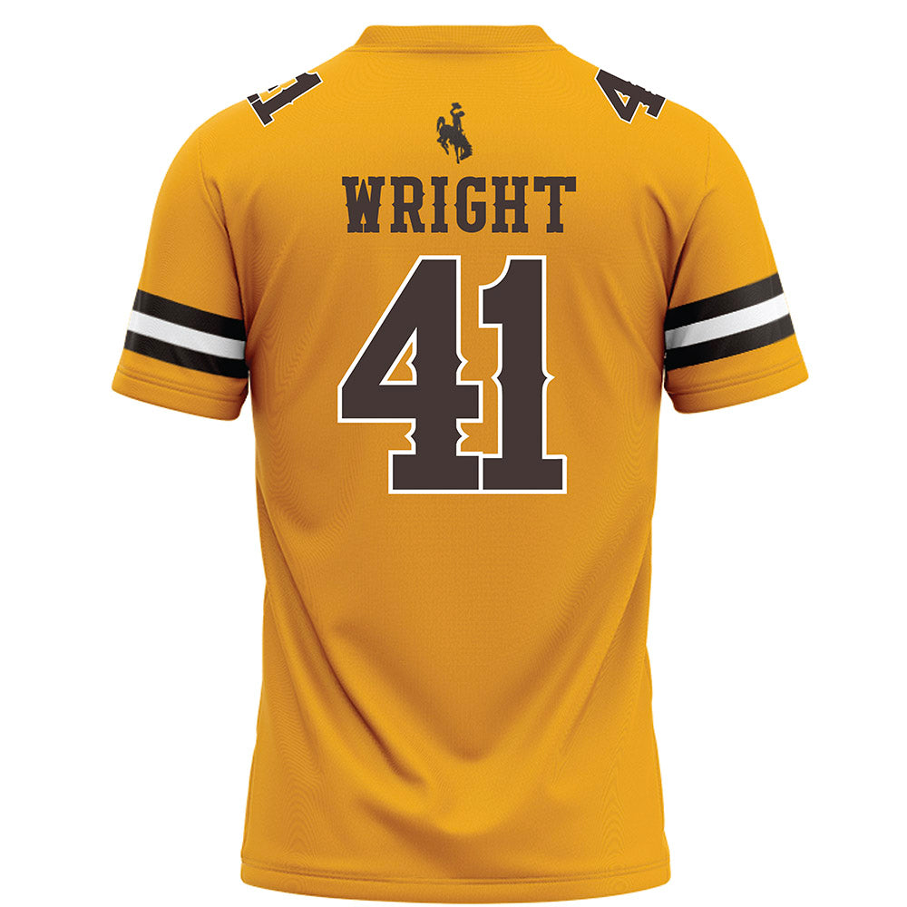 Wyoming - NCAA Football : Mason Wright - Gold Football Jersey-1