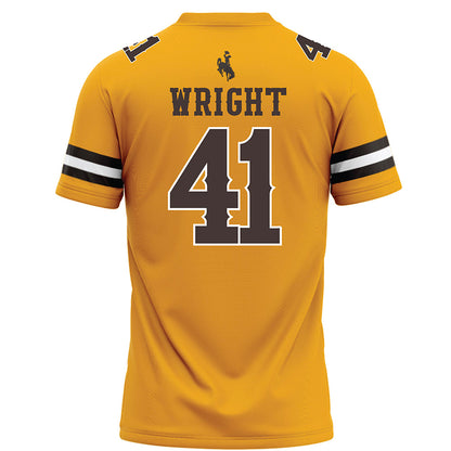 Wyoming - NCAA Football : Mason Wright - Gold Football Jersey-1