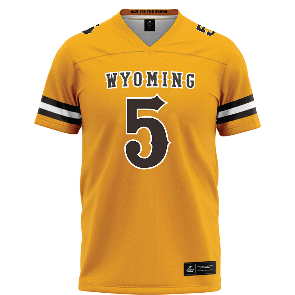 Wyoming - NCAA Football : Justin Popovich - Gold Football Jersey-0