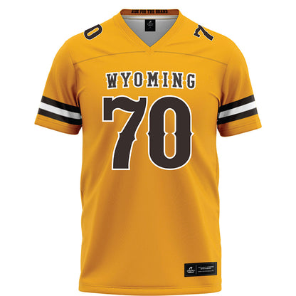 Wyoming - NCAA Football : Rex Johnsen - Gold Football Jersey