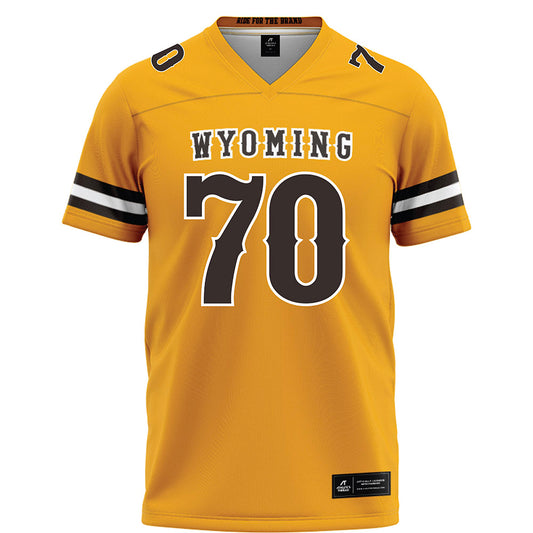 Wyoming - NCAA Football : Rex Johnsen - Gold Football Jersey