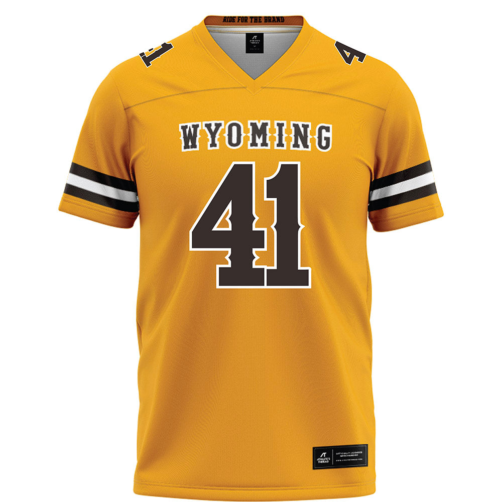 Wyoming - NCAA Football : Mason Wright - Gold Football Jersey-0