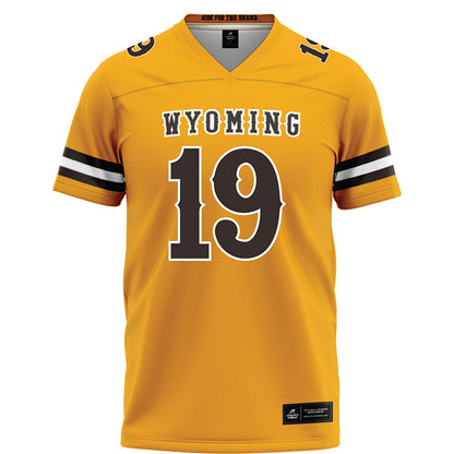 Wyoming - NCAA Football : Kendall Griffin - Gold Football Jersey-0