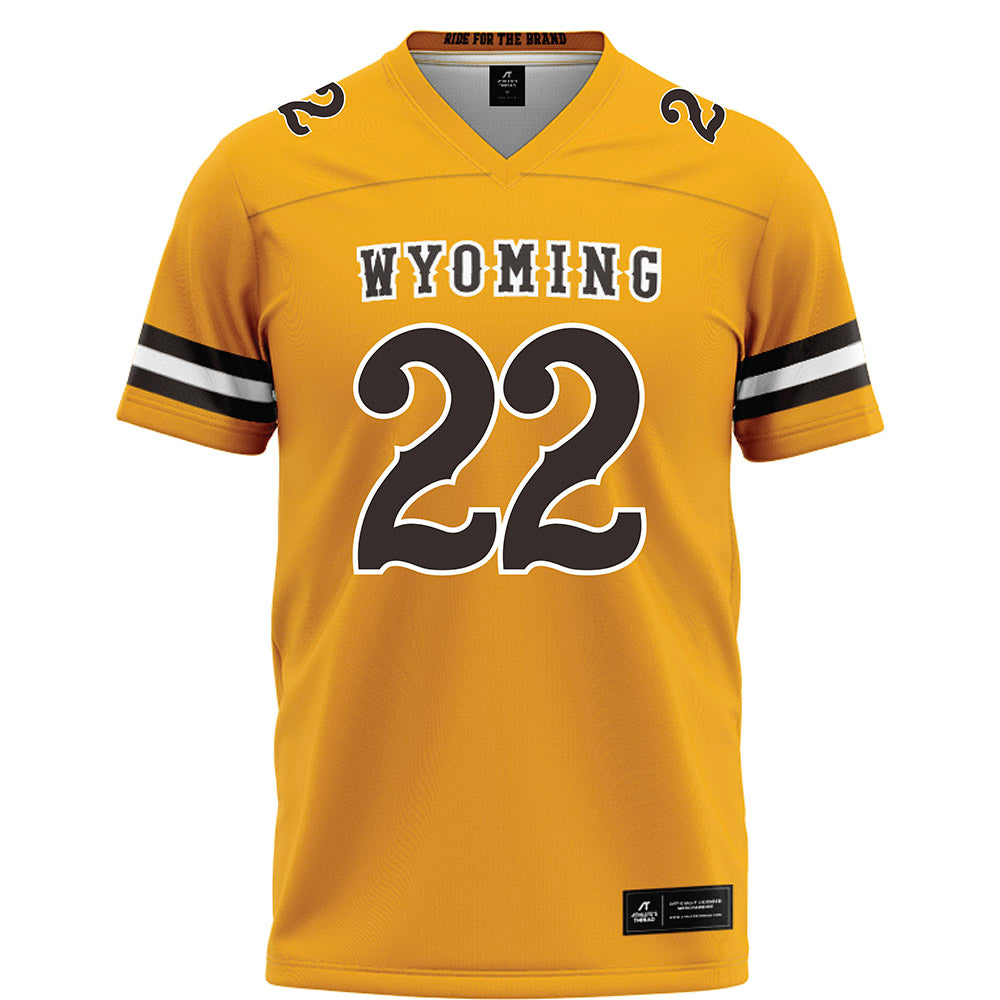 Wyoming - NCAA Football : Jaden DaCosta - Gold Football Jersey-0