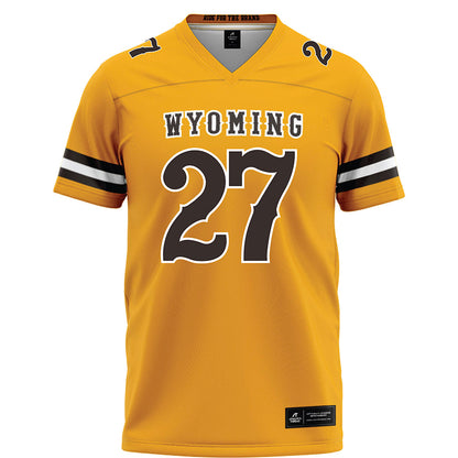 Wyoming - NCAA Football : Joaquin Sandoval - Gold Football Jersey