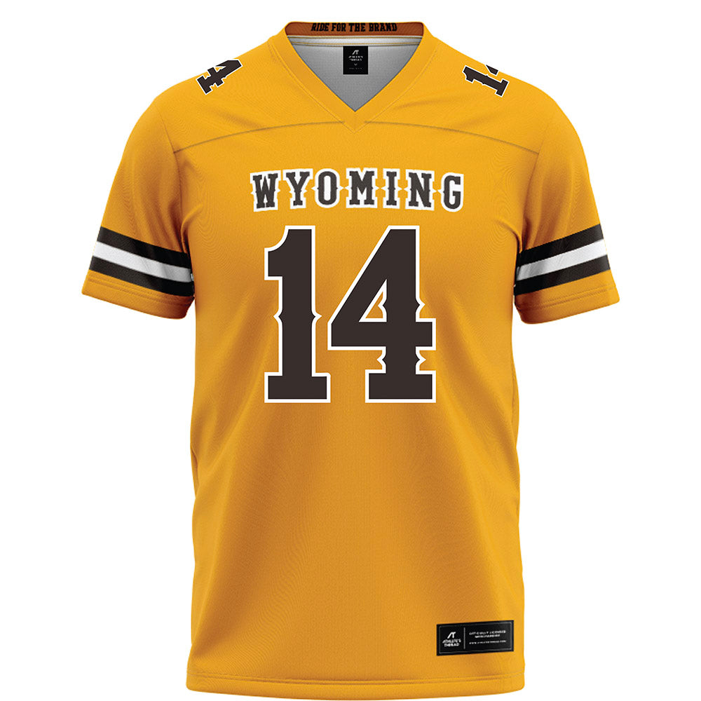 Wyoming - NCAA Football : Landon Sims - Gold Football Jersey-0