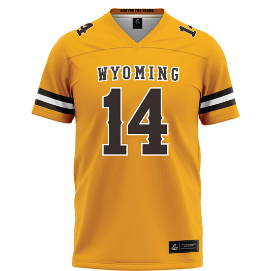 Wyoming - NCAA Football : Landon Sims - Gold Football Jersey-0