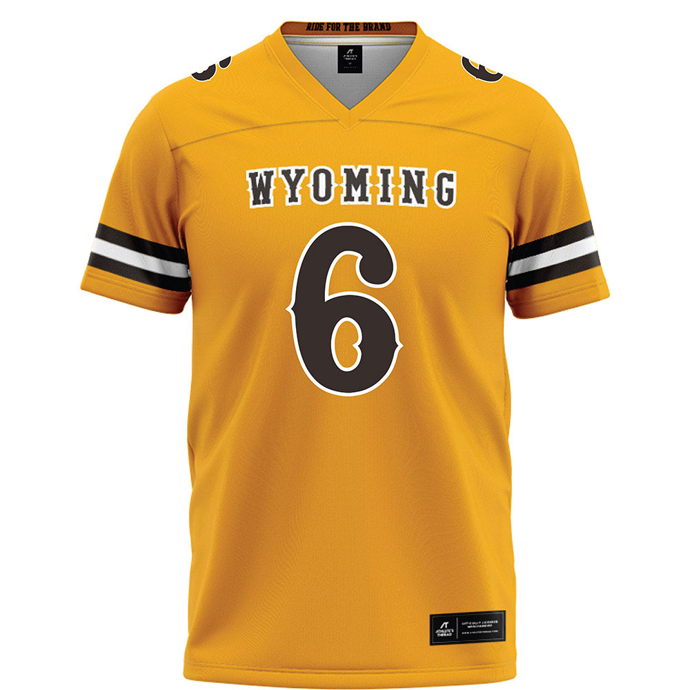 Wyoming - NCAA Football : Tyler Hughes - Gold Football Jersey-0