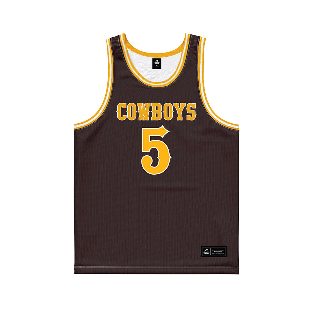 Wyoming - NCAA Men's Basketball : Leland Walker - Brown Basketball Jersey-0