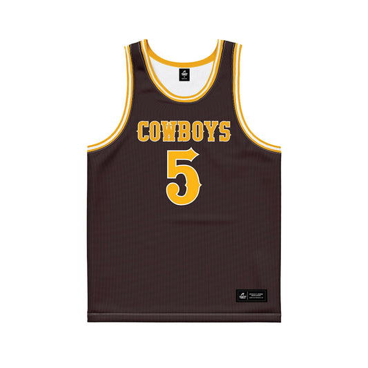 Wyoming - NCAA Men's Basketball : Leland Walker - Brown Basketball Jersey-0